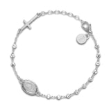 TURQ N TAUPE 925 Sterling Silver Bead Station Bracelet for Women - everyday wear gift for her 7.5 inches - Rosary Bracelet