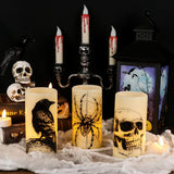 Eldnacele Skull Halloween Flameless Candles Battery Operated with 6H Timer