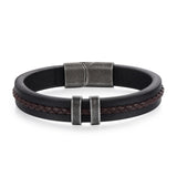 Jeweidea Gifts for Father's Day Personalized Leather Bracelet with Name Beads, Custom Braided Bangle Engraved Jewelry for Men Dad Him Husband (2 Names)