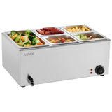 VEVOR 5-Pan Commercial Food Warmer, 24QT Electric Steam Table, 1200W Professional Countertop Stainless Steel Buffet Bain Marie with 86-185°F Temp Control for Catering and Restaurants, Silver