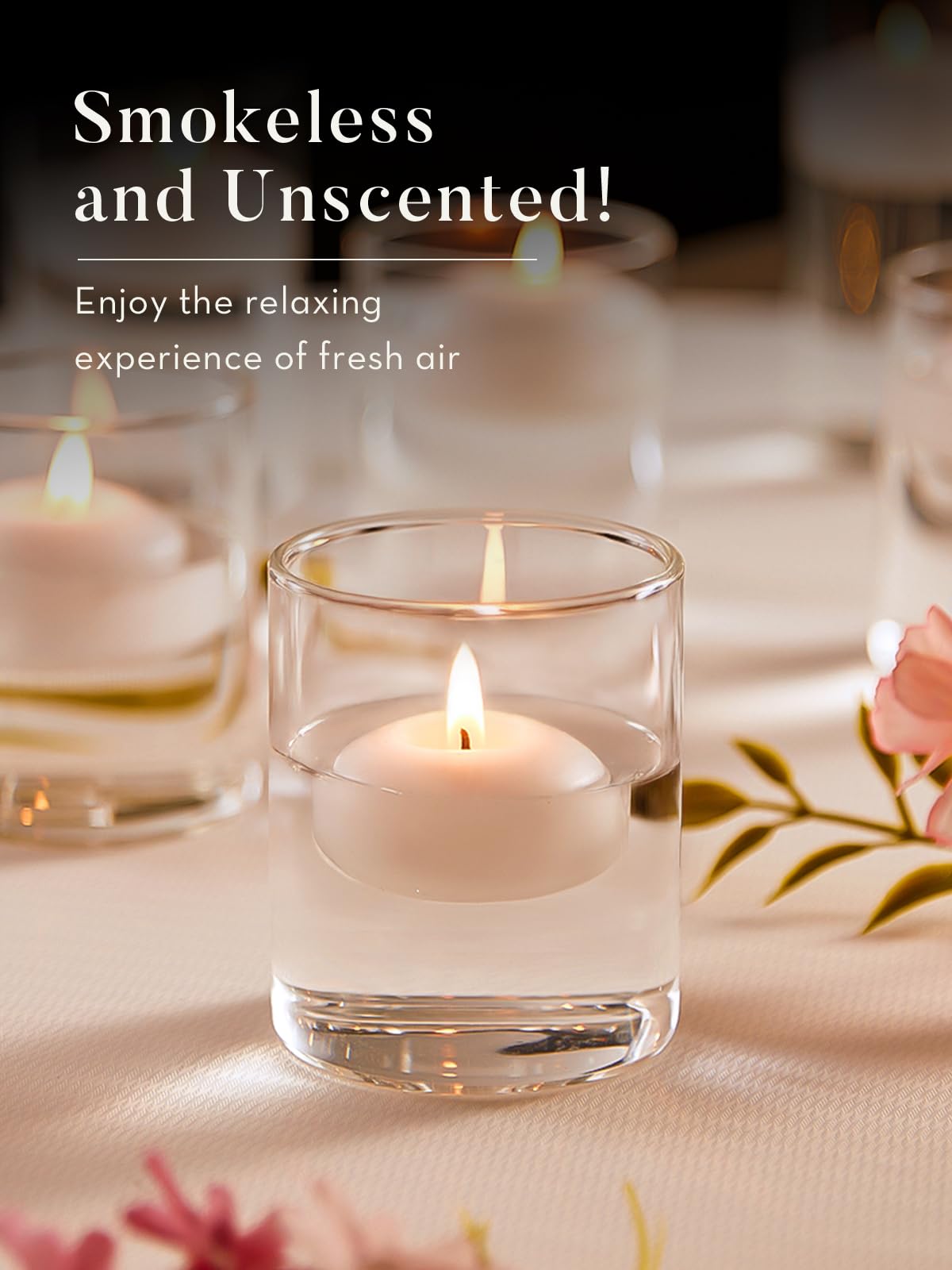 Ashlux White Floating Candles 2 inch, 48 Pack Floating Candles 5-6 Hours Long Burning, Unscented Floating Candle for Centerpieces, Wedding, Christmas Lights, Romantic Night for Her/Him Set