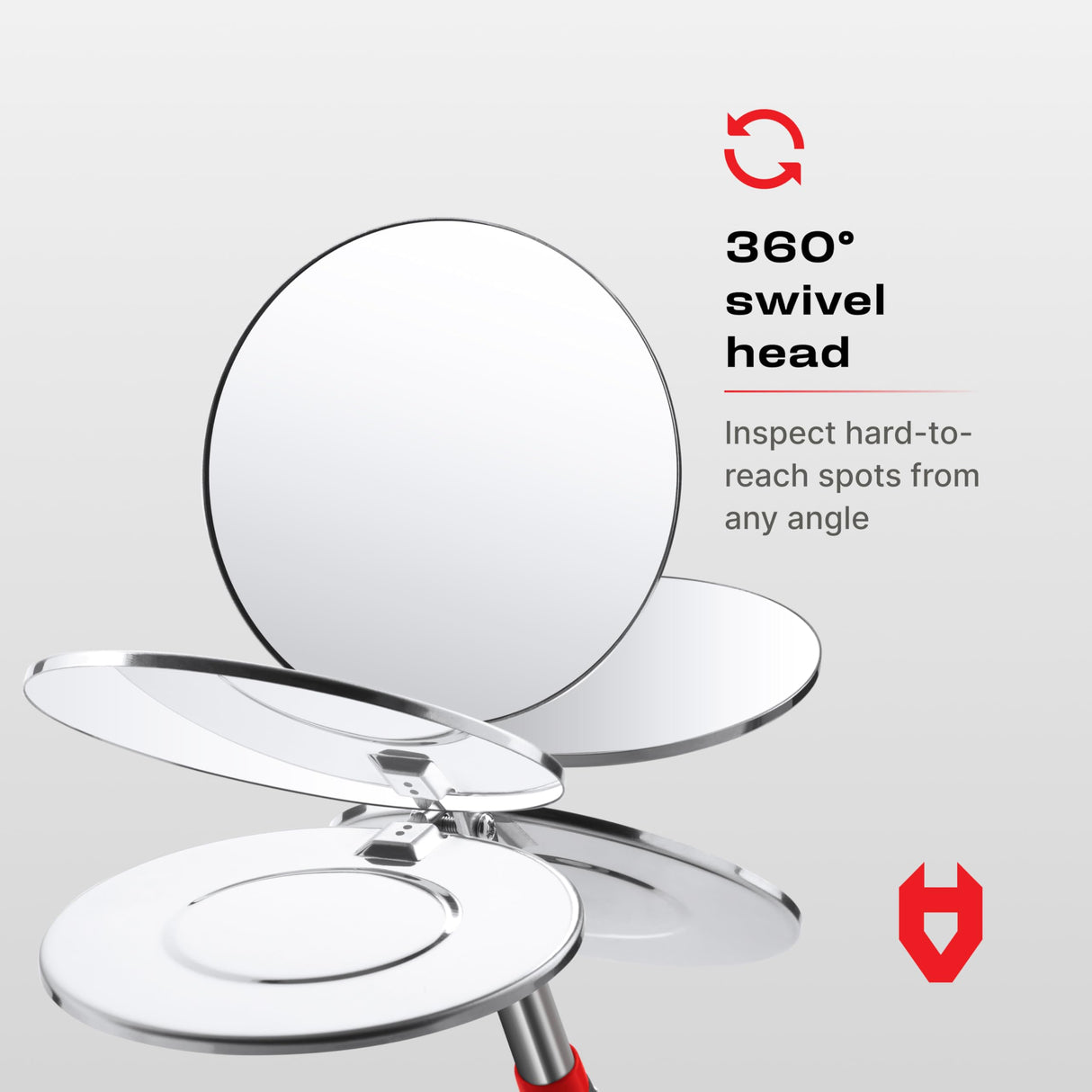 NoCry Heavy Duty Telescoping Inspection Mirror — 3.23 Inch Round Mirror on a Stick; 2-in-1 Storage Pouch; Extendable Mirror up to 30in; Non-Slip Handle; 360° Inspection Mirror Telescoping Swivel Head