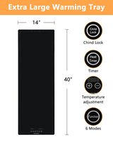 Electric Warming Tray,Extra Large Food Warming Mats with Temp-Settings & Timmer,Full Surface Heating Electric Food Warmer Mat Keep Food Warm at Buffet, Party, Sabbath, Daily Use (XXL(40 * 14"))