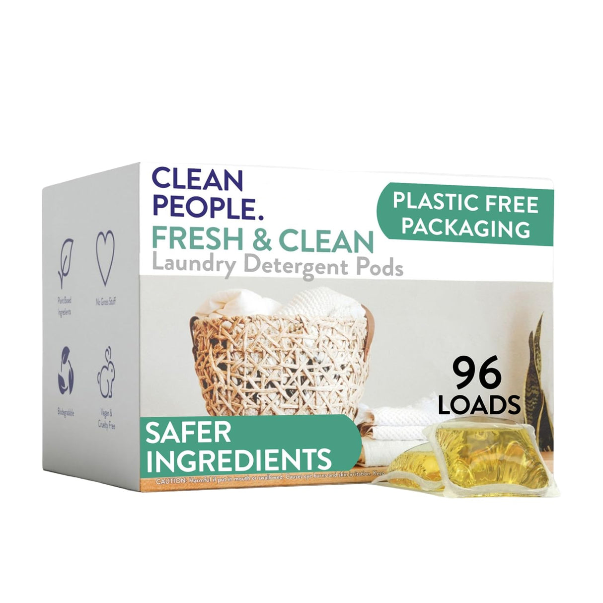 The Clean People Laundry Detergent Pods - Hypoallergenic Laundry Pods - Ultra Concentrated, Recyclable Packaging, Stain Fighting - Fresh Scent, 96 Pack
