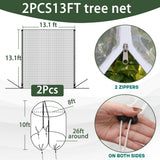 2 Pack 13x13 FT Fruit Tree Net Bags, Zipper Bird Net Cover for Apple Trees