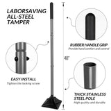 Walensee 10" x 10" Steel Tamper Tool with 48" Handle, Heavy Duty Ground Tamper with Rubber Grip for Leveling Paver Base, Ideal for Dirt Compacting, Gravel and Sand, Driveways and Blacktop Repair