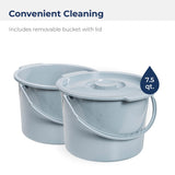 Drive Medical RTL11158KDR Folding Steel Bedside Commode Chair, Portable Toilet, 350 Pound Weight Capacity with 7.5 Qt. Bucket, Grey