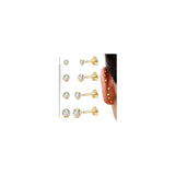 GEMQUEEN G23 Titanium Flat Back Earrings Hypoallergenic : 14K Gold Plated Threadless Bezel Earring 16G Cartilage Helix Tragus Conch Piercing Jewelry Small Nose Lip Labret Studs for Women Men 4 Pairs