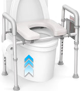 Agrish Raised Toilet Seat with Handles - FSA/HSA Eligible Cozy Padded Elevated Medical Toilet Seat Risers for Seniors, 350lb Adjustable Handicap Toilet Riser - Gray