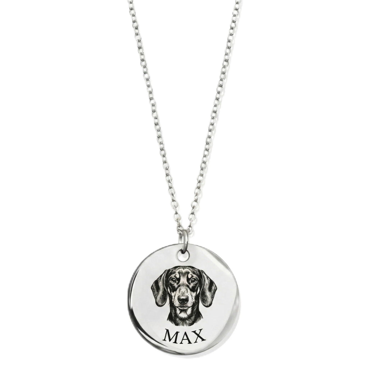 MignonandMignon Personalized Pet Gifts Custom Pet Jewelry Dog Necklace Cat Gift Custom Portrait Unique Gift LCN-AP (Silver)