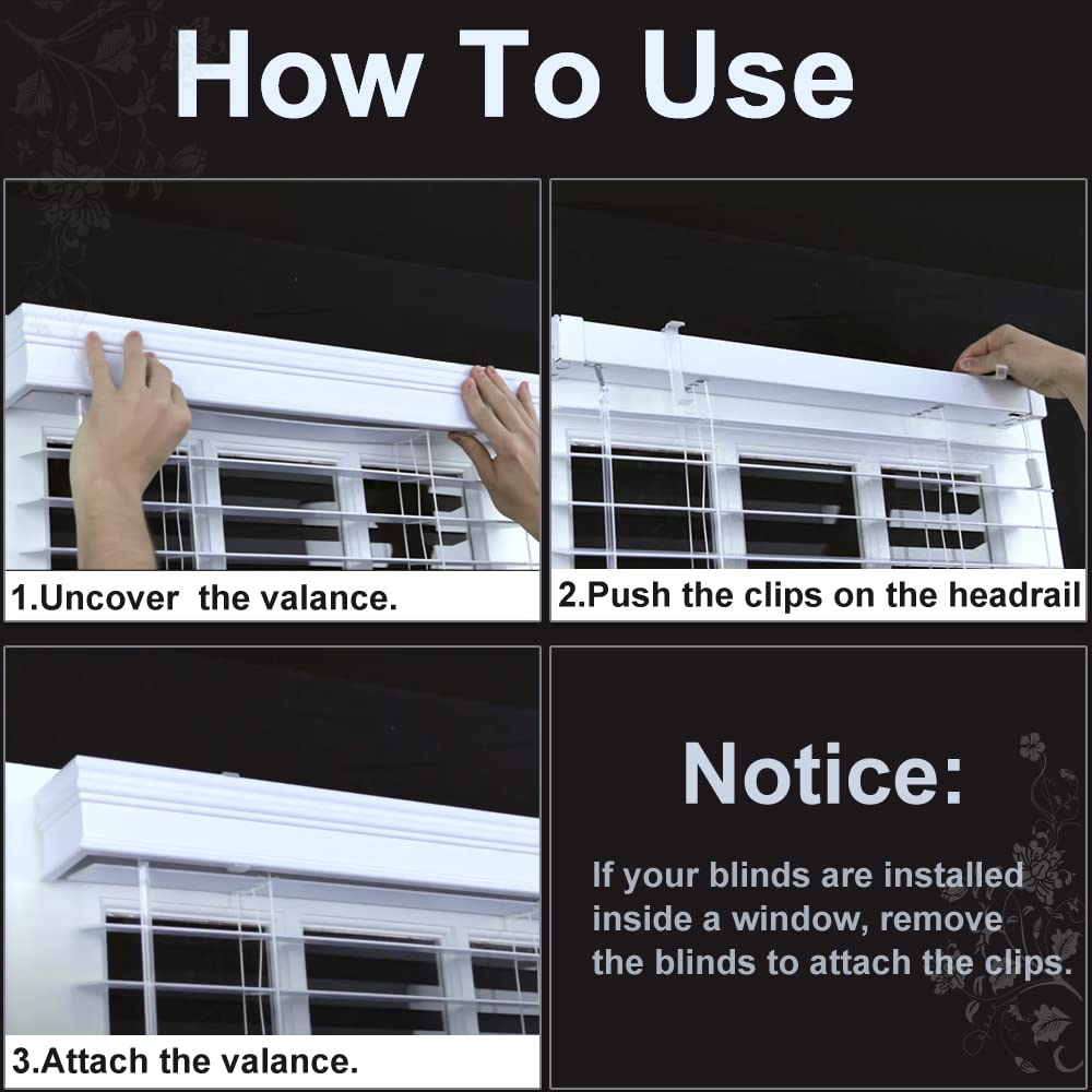 2.5 Inch Valance Clips, Clear Window Blind Clip for Horizontal Blinds, Fits 2.5 Inch Valance (6 PCS)