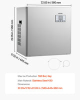 VEVOR Commercial Ice Maker Machine - Head, 550 Lbs/Day Stainless Steel Ice Machine with Scheduled Ice-Making, Self-Cleaning, Adjustable Thickness, Ideal for Restaurant Bar Cafe Hotel - Head Only