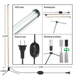 Atmel Standing Grow Lights for Indoor Plants with Timer 4Ft, 3 Adjustable Modes Full Spectrum Plant Lights for Indoor Growing, 243 LED Plant Grow Light for Flowering, Office, Indoor Garden