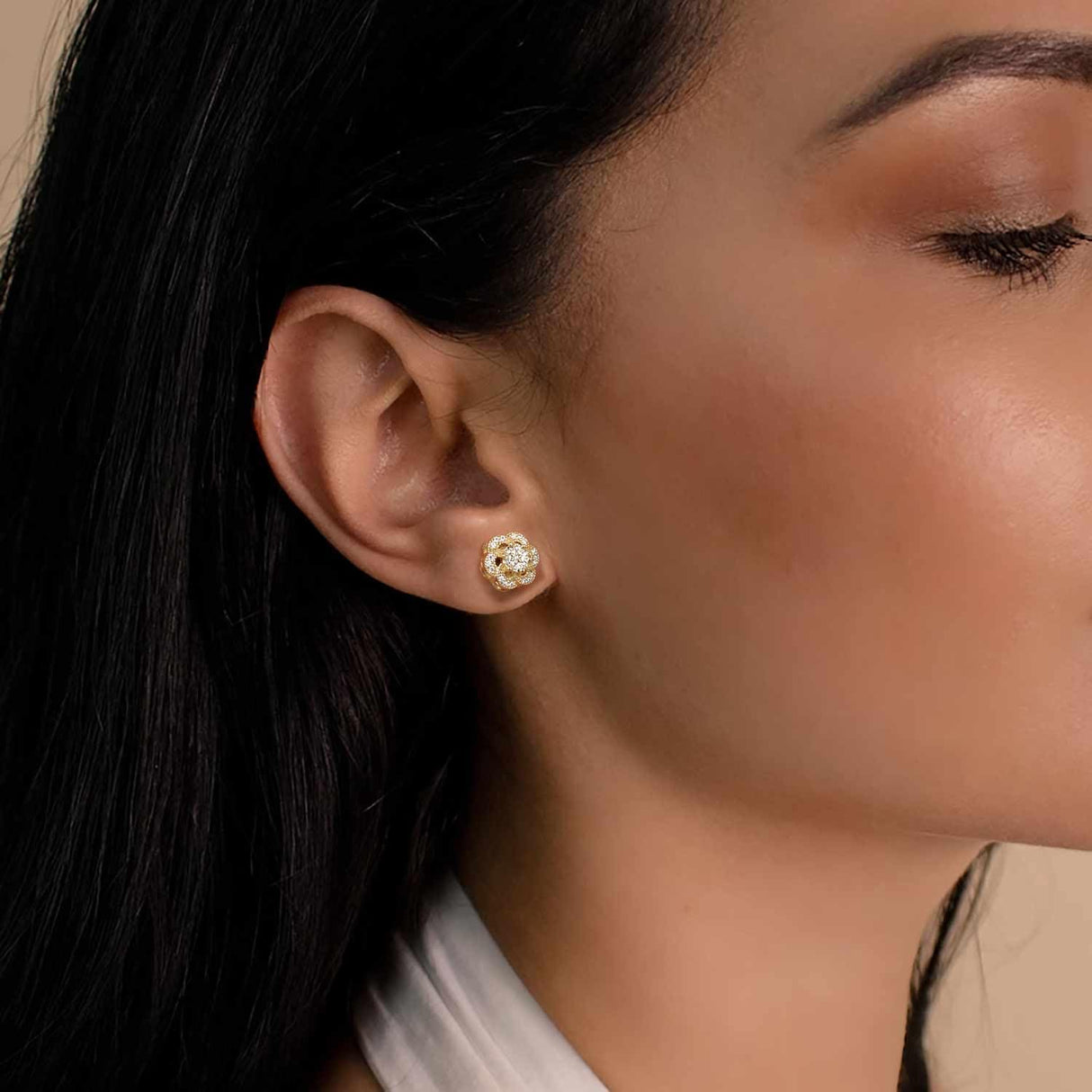 ELEBEST 14k Gold Stud Earrings for women Trend10mm