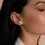 ELEBEST 14k Gold Stud Earrings for women Trend10mm