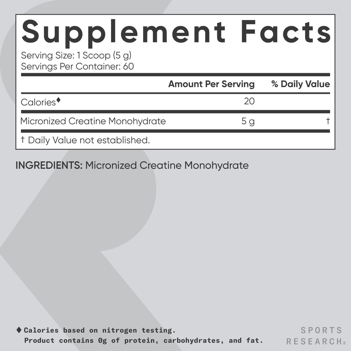Sports Research Creatine Monohydrate - Gain Lean Muscle, Improve Performance and Strength and Support Workout Recovery - 5 g Micronized Creatine - 10.58 oz