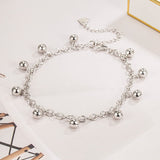 Delicate Women 925 Sterling Silver Ankle Bracelets Cute Bell Chain Beach Anklet Bracelet Boho Adjustable Size Jewelry Gift for her (Anklet, Adjustable Size)