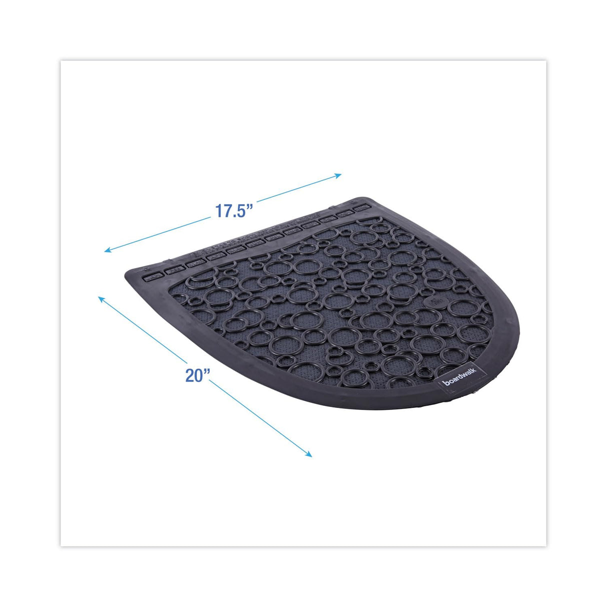 Boardwalk BWK UMBB P000I006M0021430L1 Urinal Mat 2.0, Rubber, 17-1/2" Width, 20" Length, Black (Pack of 6)