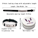 Skaisa Lionel Me-ssi signature wristbands Football bracelet, Waterproof sports rubber bracelets, Rubber wristbands, Me-ssi Memorial Collection Gift Box(black)