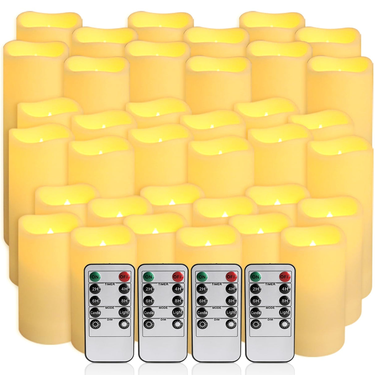 Wfmolcand 36-Pack Flickering Flameless Candles with Remote Control - LED Fake Candle Perfect for Wedding,Outdoor,Table,Halloween,Christmas Decor - Create a Magical Ambiance Effortlessly(Three Sizes)