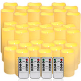 Wfmolcand 36-Pack Flickering Flameless Candles with Remote Control - LED Fake Candle Perfect for Wedding,Outdoor,Table,Halloween,Christmas Decor - Create a Magical Ambiance Effortlessly(Three Sizes)