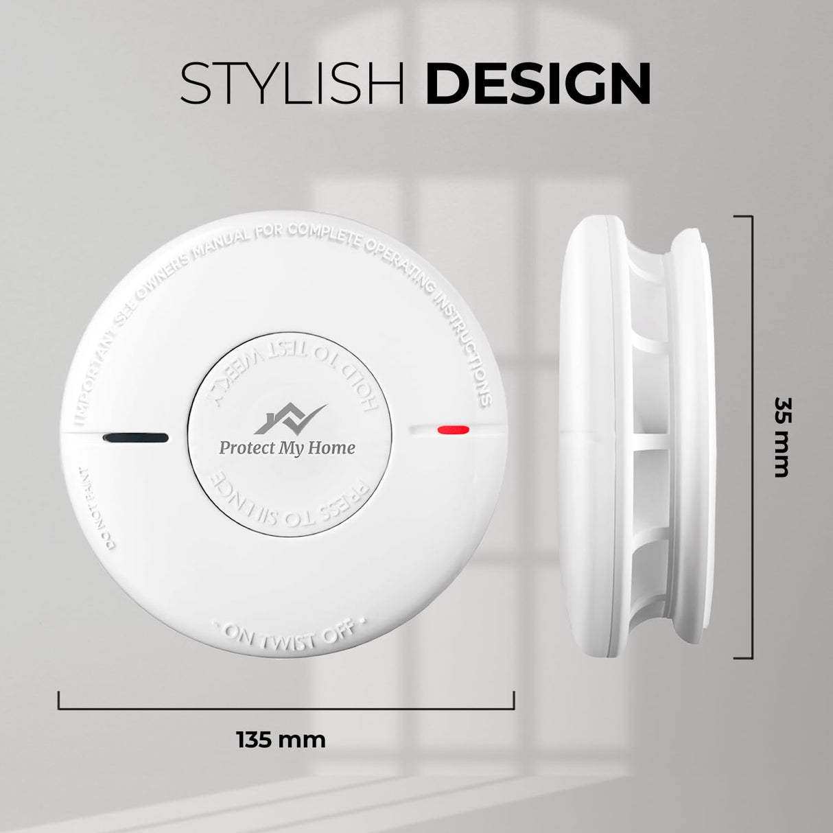 Protect My Home Smoke and Carbon Monoxide Detector Combo - CO & Smoke Alarm System with Hush Function, Self-Test Button, 10-Year Built-in Battery - Easy to Install, for Home & Office