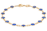 Barzel 18k Gold Plated Blue Evil Eye Anklet Bracelet For Women - Made in Brazil (Blue)