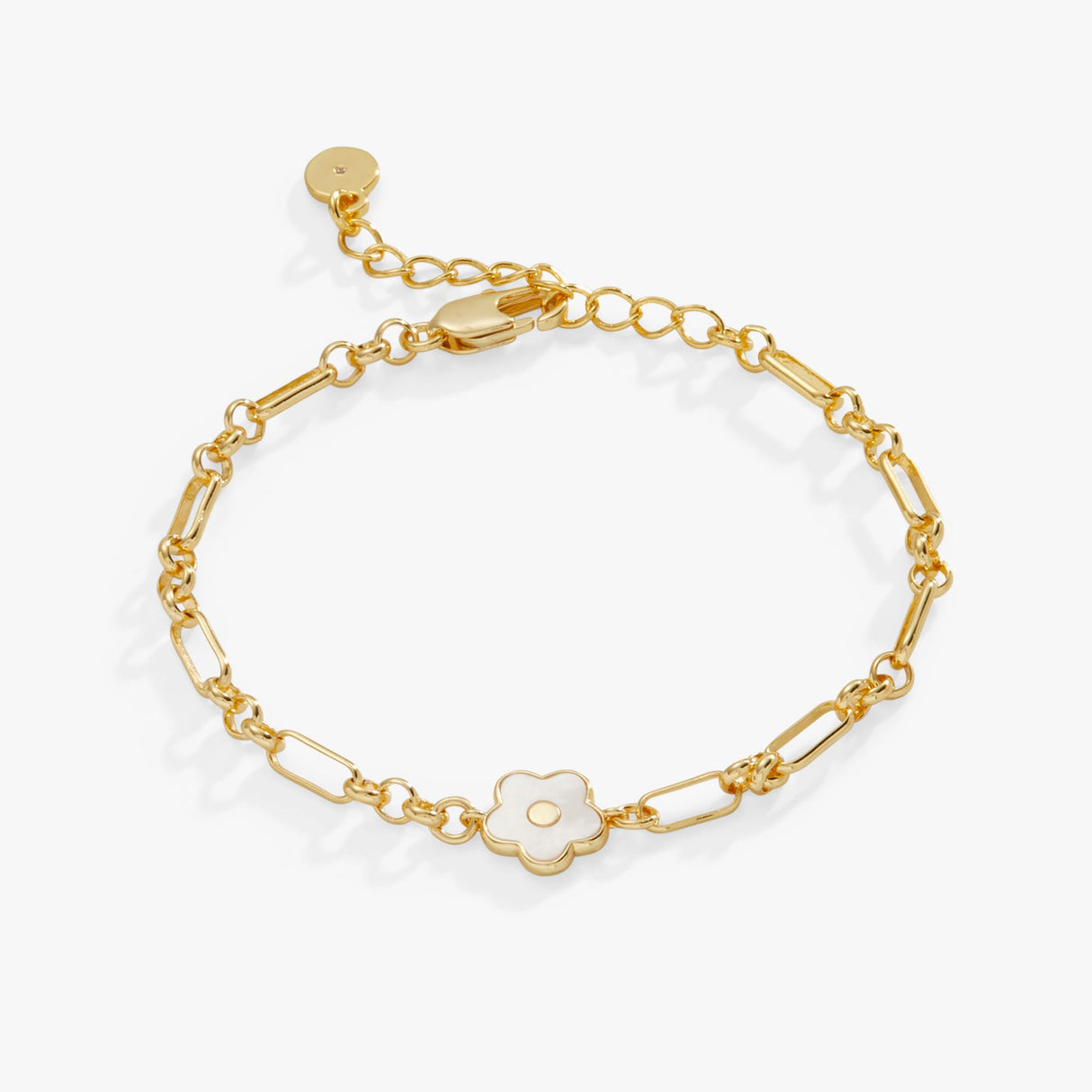 Alex and Ani Mother Of Pearl Daisy Charm Chain Bracelet