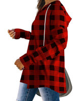 Bofell Tunic Sweatshirt for Women Swing Dressy Tops for Leggings Hoodie Christmas Sweater Pullover Comfy Shirts Red Plaid XL