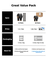 OKIAAS Work Gloves for Men,Ultra Thin and Lightweight Working Gloves with Grip,12 Pairs Bulk Pack Construction Gloves with Polyurethane Coating,Safety Gloves for Light Duty Work (Black, Large)
