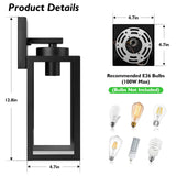 BesLowe Outdoor Wall Mount Light Fixture, Exterior Wall Lantern Waterproof, Black Outside Porch Sconce Lighting with Matte Black Finish & Glass Shade for House Garage Doorway Patio, E26 Socket