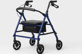Dr. Dunley 4-Wheel Rollator Walker for Seniors FSA/HSA Eligible– Blue Rolling Walker with Seat, Hand Brakes & Storage – Heavy Duty Frame Supports 350 lbs – Foldable Mobility Aid