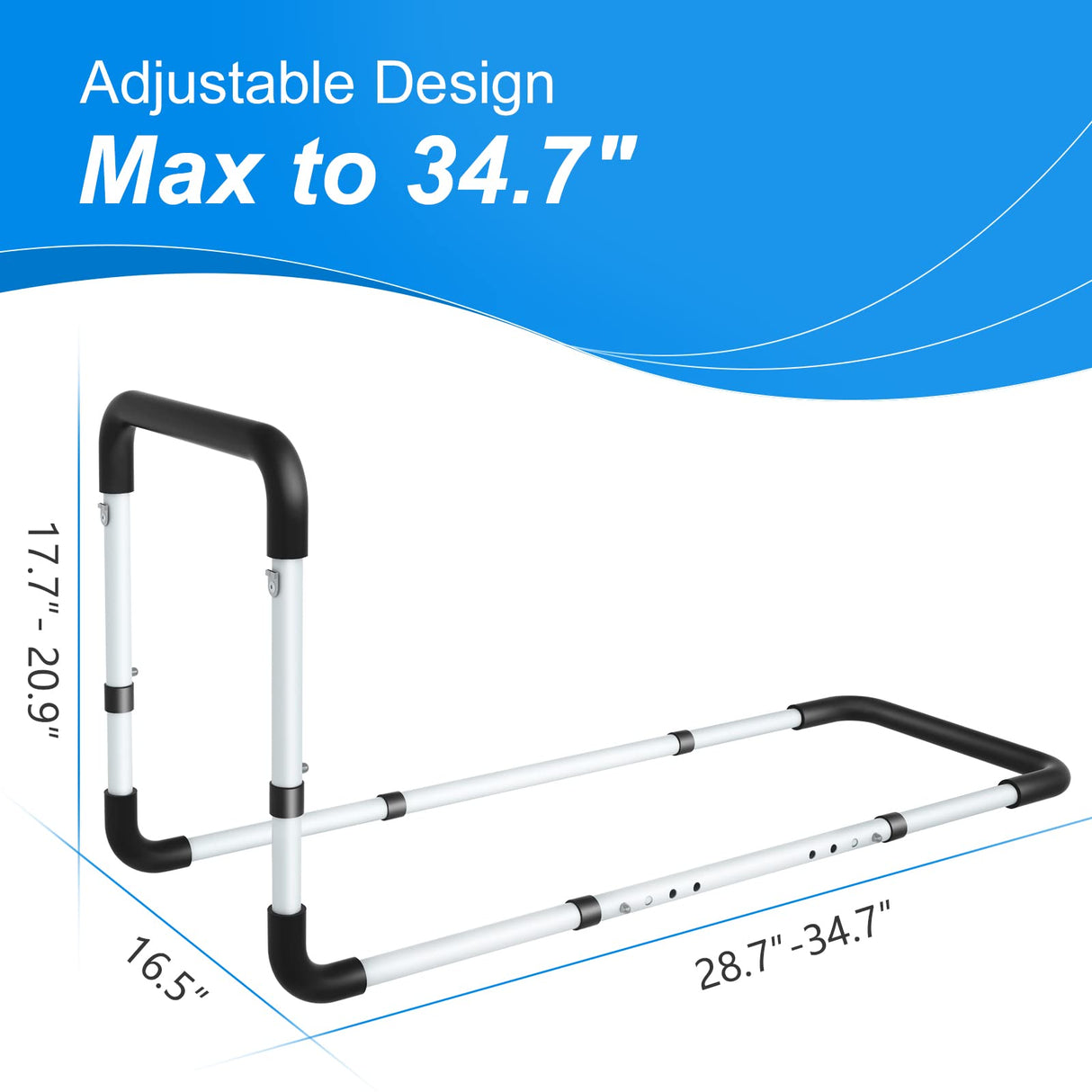 Bed Rails for Elderly Adults - Bed Assist Rail Medical Bed Support Bar Mobility Assistant with Free Storage Bag and Fixing Strap, Fit King, Queen, Full, Twin