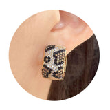 Z ZACHÉ Shinny CZ Leopard Print Earrings Geometry Square Hoop Earring Statement Huggie Earrings For Women Jewelry