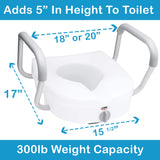 Carex E-Z Lock Raised Toilet Seat With Handles, 5" Toilet Seat Riser with Arms, Handicap Raised Toilet Seat For Seniors and Elevated Toilet Seat