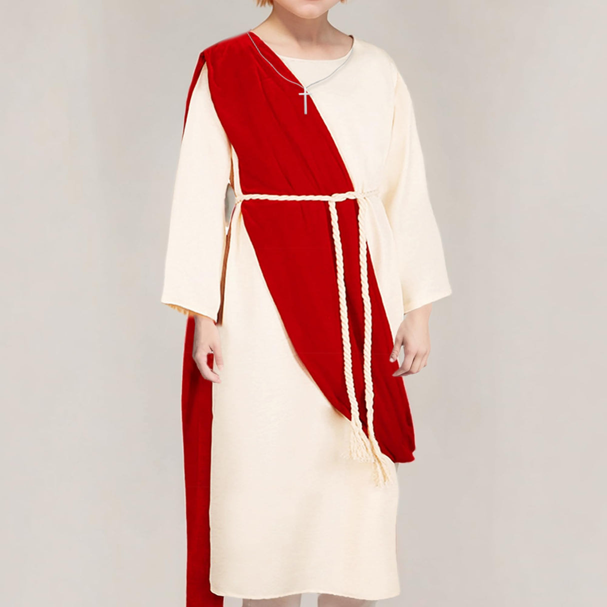 Yickoon Kids Jesus Saint Biblical Robe Costume Necklace Scarf Shawl Waist Rope Cosplay for Kids Halloween Easter Christmas M