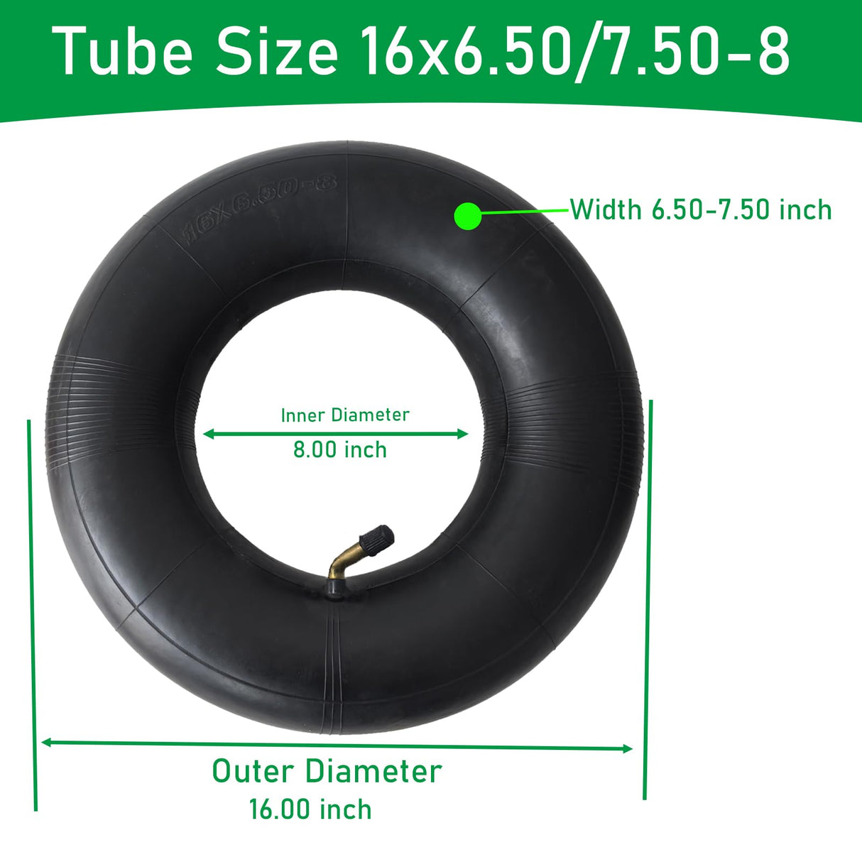 2-Pcs 16x6.50-8 Tube 16x7.50-8 Inner Tube 16x650-8 16x750-8 Tube