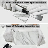 AULIGET 100-Piece White Marble Look Peel and Stick Backsplash Wall Tiles, 3" x 6" PVC Faux Stone Stick on Tile for Backsplash Kitchen, Bathroom, Laundry Room, Camper, Fireplace