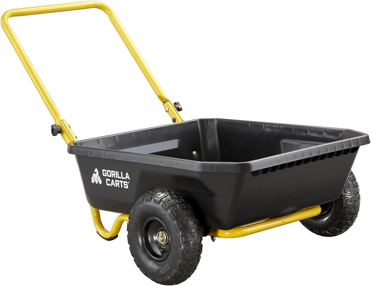 Gorilla Carts Poly Dump Cart, 2-Wheel Garden Wagon, 4 Cu Ft, 300lb Capacity