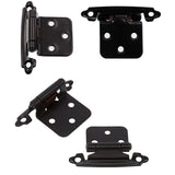 Decobasics 1/2" Overlay Matte Black Cabinet Hinges (10 Pair -20 Pcs) Self Closing Bath & Kitchen Cabinet Hinges Black Flush Mount w/Door Bumpers & Upgraded Screws
