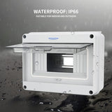 MOLLOM 8 Way Circuit Breaker MCB Distribution Protection Box with DIN Rail, IP65 Waterproof,for Indoor and Outdoor