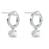 Swarovski Attract Circle Pierced Earrings with Circle Cut Crystals and matching Pavé on a Rhodium Plated Post with Butterfly Back Closure