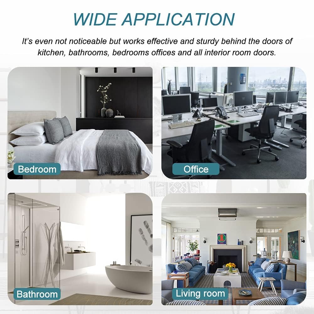 48Pack Hinge Pin Black Door Stopper, Adjustable Heavy Duty Hinge Pin Door Stop with Black Rubber Bumper Tips