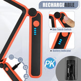 Magnifying Glass for Reading, Rechargeable 5X Large Page Magnifier with Light, Folding Handheld Dimmable Rectangle Lighted Magnifier for Reading Book Small Print for Seniors Low Vision, Orange-Black