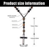 LIYAPEI Rosary Necklace, Catholic Rosary Beads with Tiger Eye, Obsidian, and Hematite for Women and Men Triple Protection Necklace An Anxiety Relief Beaded Necklace. (Tiger Eye Red)