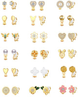 Jannisa 18 Pairs Clip on Earrings for Women Teens Girls (gold)