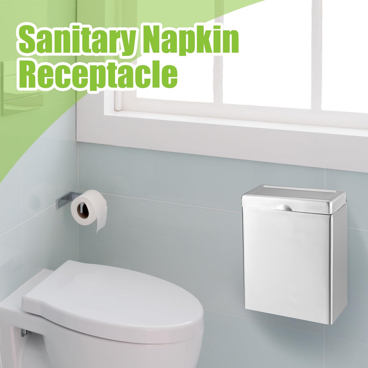 Tioncy 4 Pcs Sanitary Napkin Receptacle, Tampon Disposal Bin Wall Mounted Tampon Holder Stainless Steel Sanitary Napkin Disposal Bins for Home Office Public Restrooms Bathroom (Natural Color)