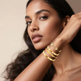 Womens Stackable Floral Gold Bracelets - 4Pcs 18K Gold Plated Bracelet,Stainless Steel Bangle Bracelets Non Tarnish, Gold Bracelet Set Trendy Jewelry,Christmas Valentines Birthday Gifts for Girlfriend