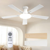 Passky Ceiling Fans with Lights, 52 inch Flush Mount Ceiling fan with Remote Control, Low Profile Ceiling Fan for Bedroom, Farmhouse, Reversible, 3CCT, Dimmable, Noiseless DC Motor, White