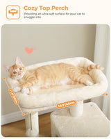 MUTTROS Cat Tree for Large Cats Adult with Metal Plush Big Hammock, 56.3" Cat Tower with 2 Door Condo House, 6-Tier Cat Shelves with Scratching Posts and Large Top Perch, Beige
